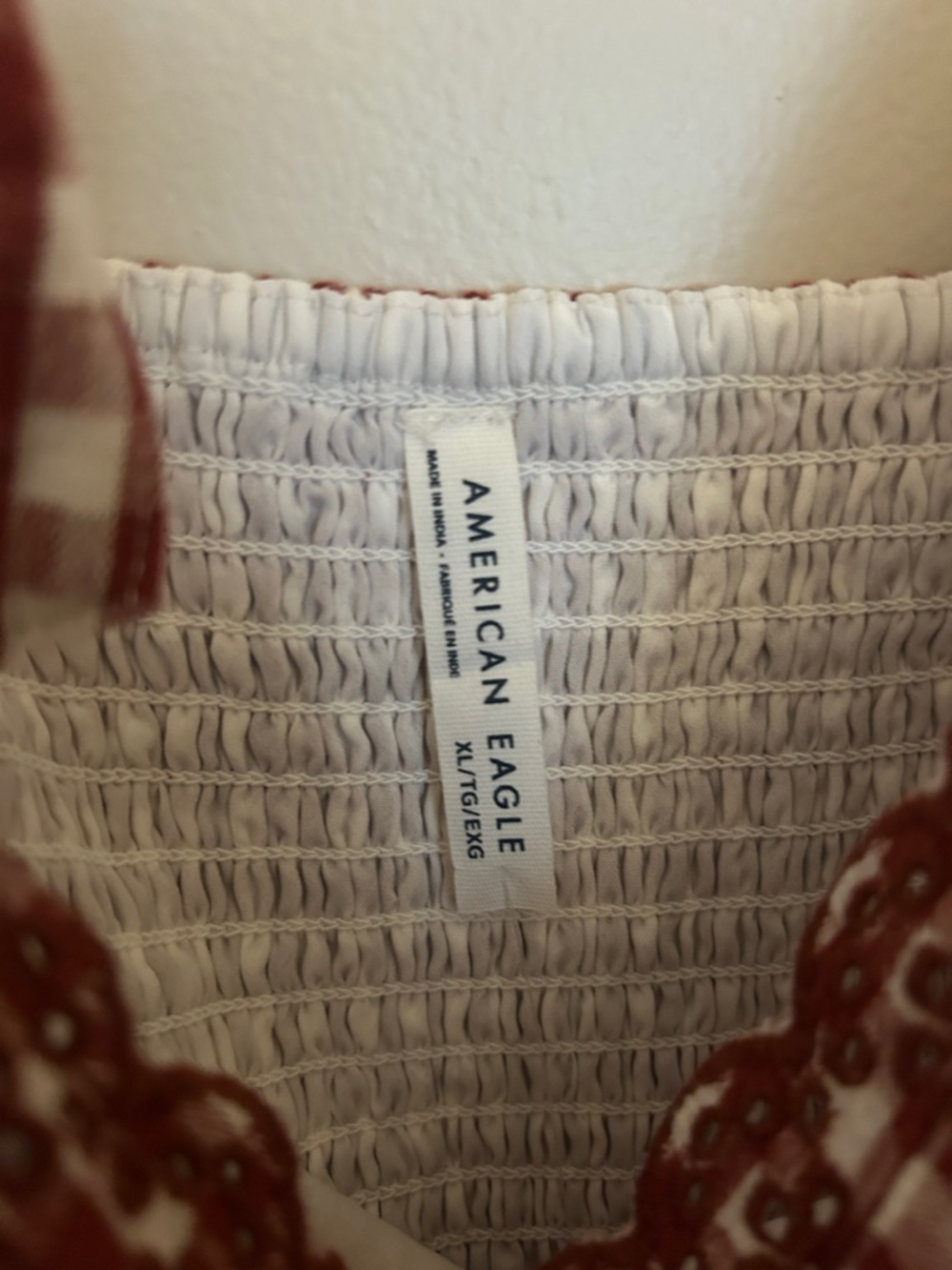 American Eagle Outfitters Red and White Gingham Tie-Strap Mini Dress - Picture 2 of 5